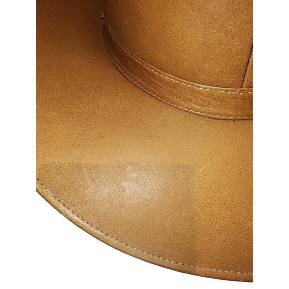 Leather Outback Style Hat sz 6 3/4 - 6 7/8 - Picture 4 of 10